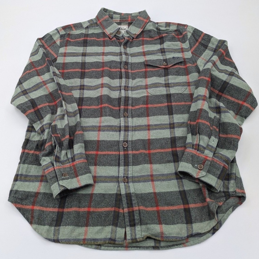 Vintage 90s Woolrich Flannel Shirt Mens Size Medium Green Gray Red Plaid Outdoor